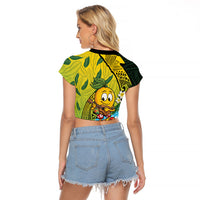 Hawaii Surfing Mango Raglan Cropped T Shirt Manako Polynesian Fish Hook LT14 - Polynesian Pride