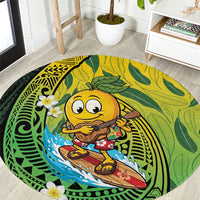 Hawaii Surfing Mango Round Carpet Manako Polynesian Fish Hook LT14 Green - Polynesian Pride