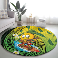 Hawaii Surfing Mango Round Carpet Manako Polynesian Fish Hook LT14 - Polynesian Pride