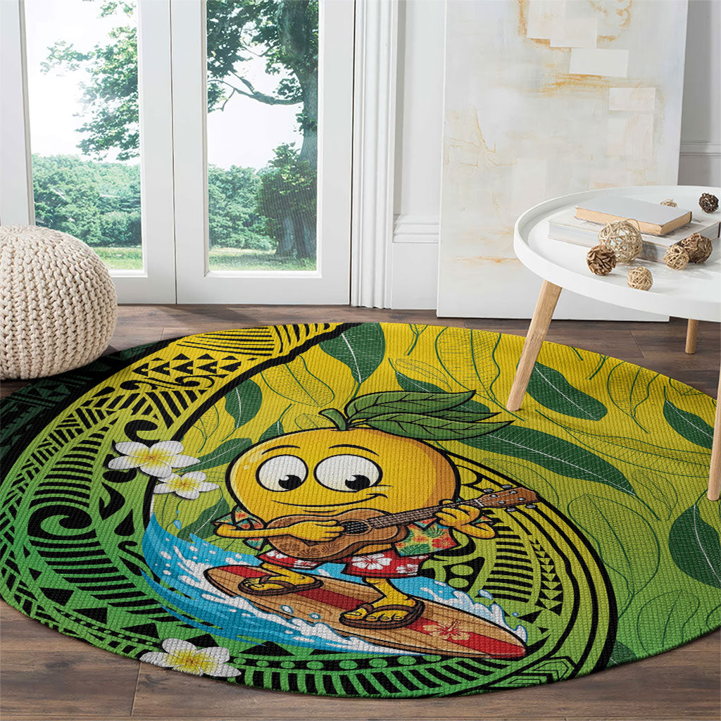 Hawaii Surfing Mango Round Carpet Manako Polynesian Fish Hook LT14 - Polynesian Pride