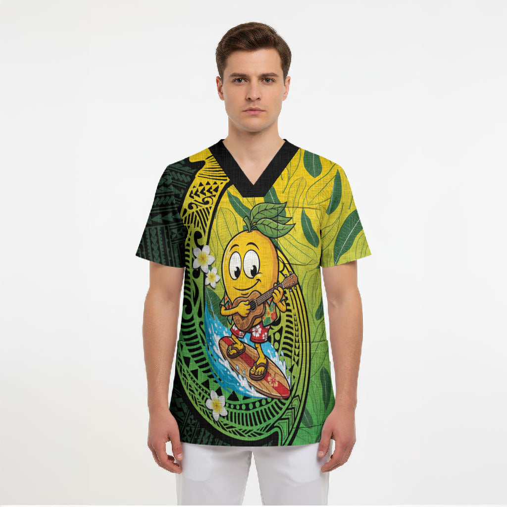 Hawaii Surfing Mango Scrub Top Manako Polynesian Fish Hook LT14 - Polynesian Pride