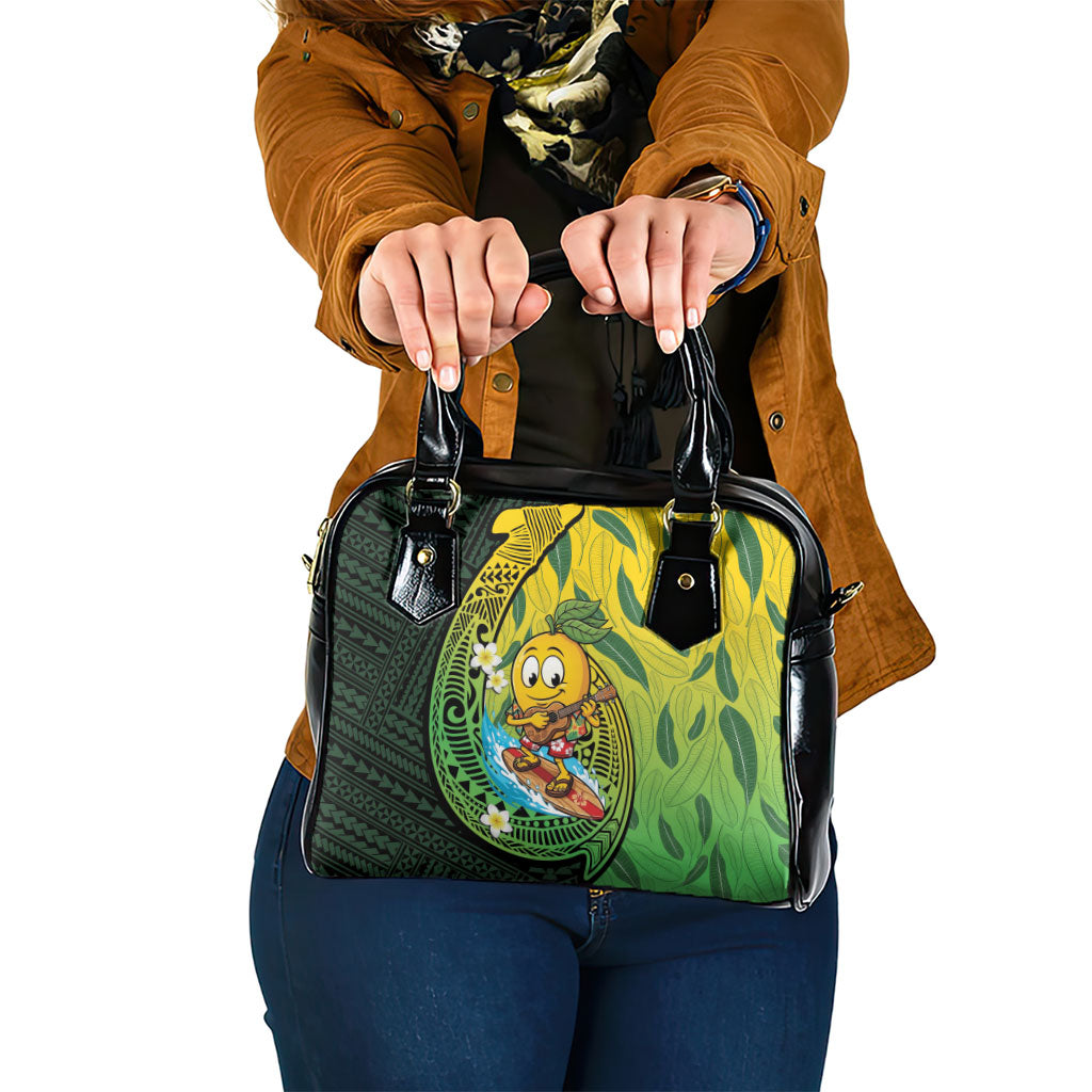 Hawaii Surfing Mango Shoulder Handbag Manako Polynesian Fish Hook LT14 One Size Green - Polynesian Pride