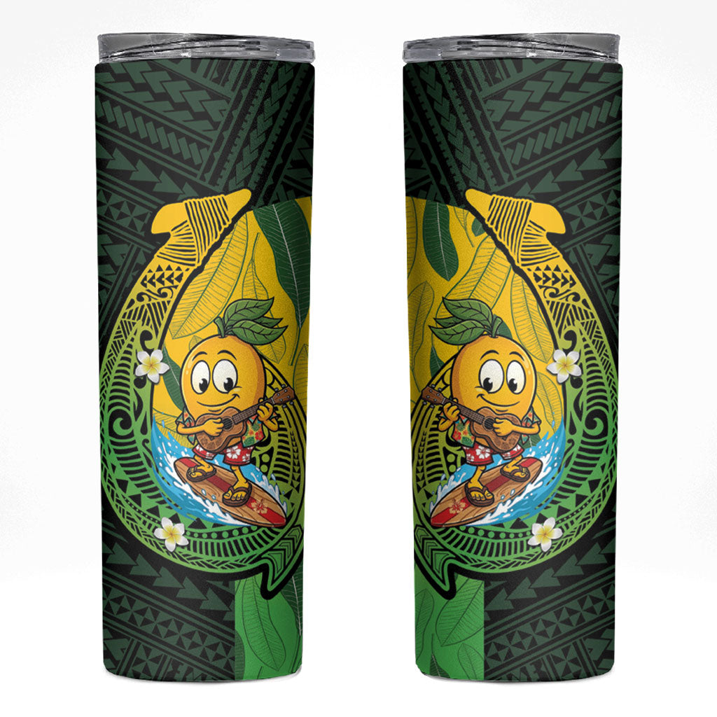 Hawaii Surfing Mango Skinny Tumbler Manako Polynesian Fish Hook LT14 Green - Polynesian Pride