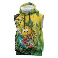 Hawaii Surfing Mango Sleeveless Hoodie Manako Polynesian Fish Hook LT14 Green - Polynesian Pride