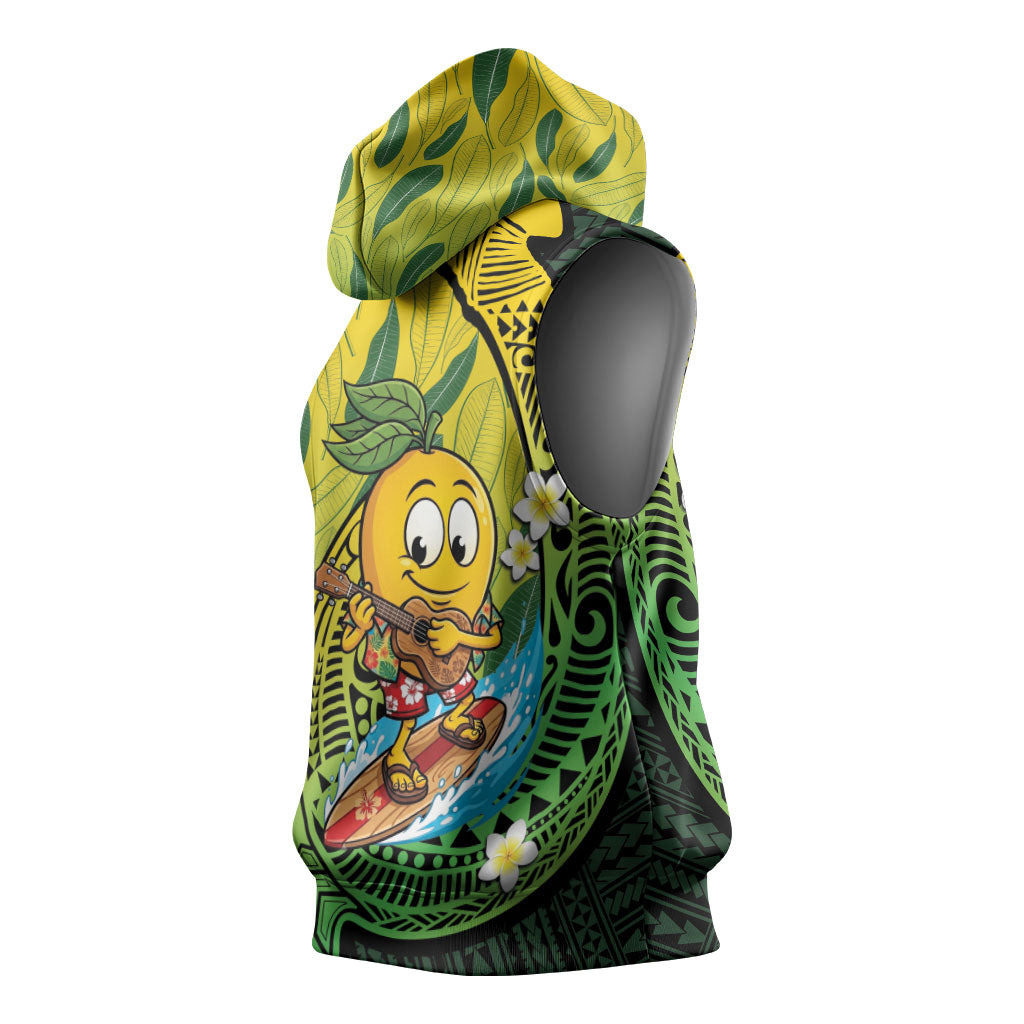 Hawaii Surfing Mango Sleeveless Hoodie Manako Polynesian Fish Hook LT14 - Polynesian Pride