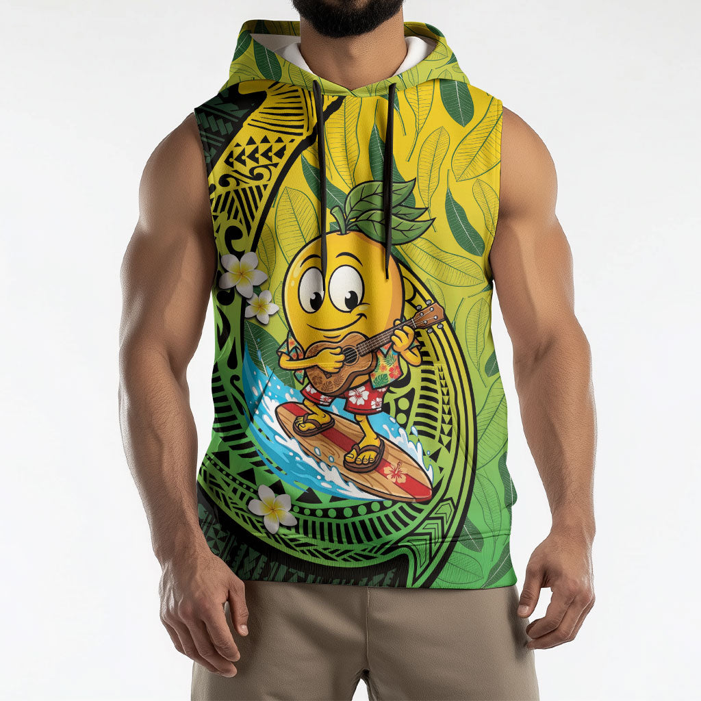 Hawaii Surfing Mango Sleeveless Hoodie Manako Polynesian Fish Hook LT14 - Polynesian Pride