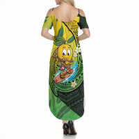 Hawaii Surfing Mango Summer Maxi Dress Manako Polynesian Fish Hook LT14 - Polynesian Pride