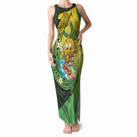Hawaii Surfing Mango Tank Maxi Dress Manako Polynesian Fish Hook LT14 Women Green - Polynesian Pride