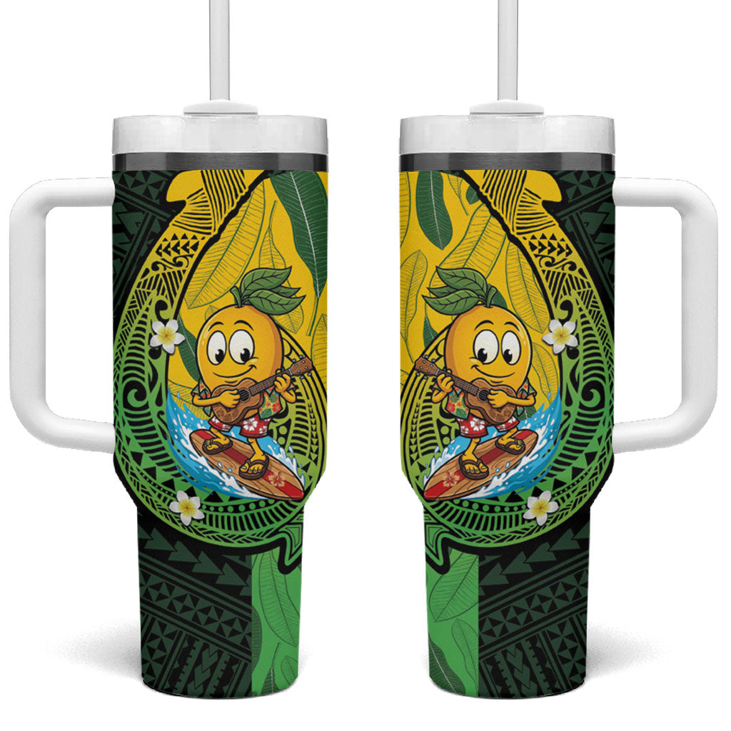 Hawaii Surfing Mango Tumbler With Handle Manako Polynesian Fish Hook LT14 One Size: 40 oz Green - Polynesian Pride
