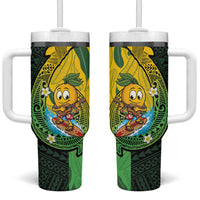 Hawaii Surfing Mango Tumbler With Handle Manako Polynesian Fish Hook LT14 One Size: 40 oz Green - Polynesian Pride