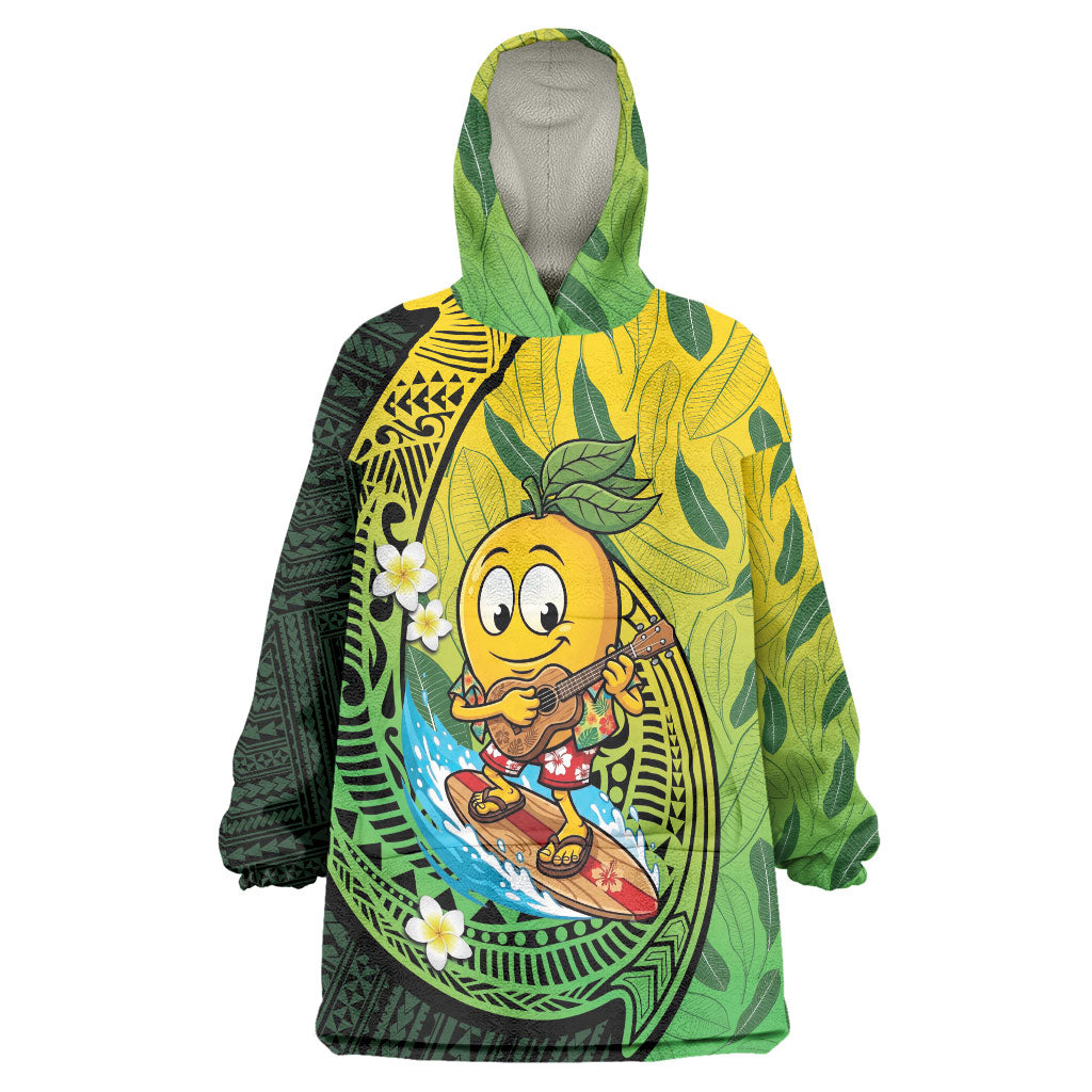 Hawaii Surfing Mango Wearable Blanket Hoodie Manako Polynesian Fish Hook LT14 One Size Green - Polynesian Pride