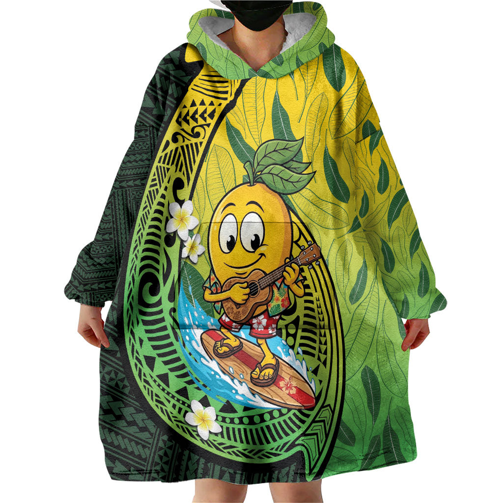 Hawaii Surfing Mango Wearable Blanket Hoodie Manako Polynesian Fish Hook LT14 - Polynesian Pride