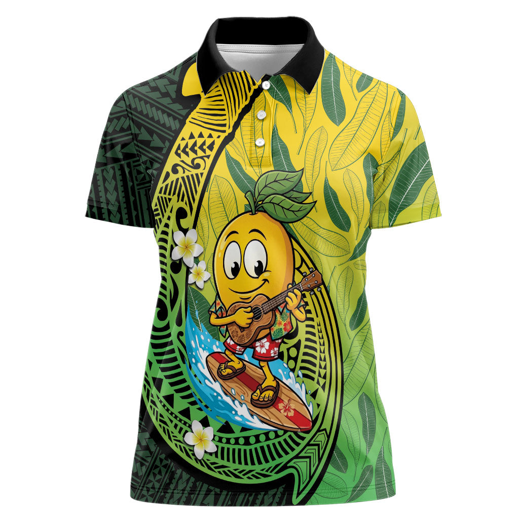 Hawaii Surfing Mango Women Polo Shirt Manako Polynesian Fish Hook LT14 Female Green - Polynesian Pride