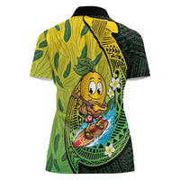 Hawaii Surfing Mango Women Polo Shirt Manako Polynesian Fish Hook LT14 - Polynesian Pride