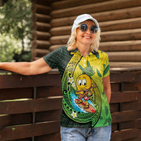 Hawaii Surfing Mango Women Polo Shirt Manako Polynesian Fish Hook LT14 - Polynesian Pride