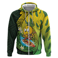 Hawaii Surfing Mango Zip Hoodie Manako Polynesian Fish Hook LT14 Zip Hoodie Green - Polynesian Pride