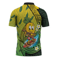 Hawaii Surfing Mango Zipper Polo Shirt Manako Polynesian Fish Hook LT14 - Polynesian Pride