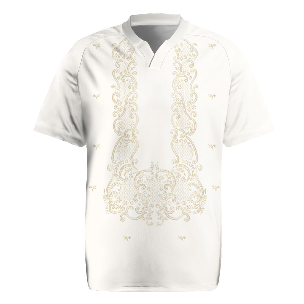 Philippines National Costume Rugby Jersey Barong Tagalog Inspired Ivory White Color LT14 Ivory White - Polynesian Pride
