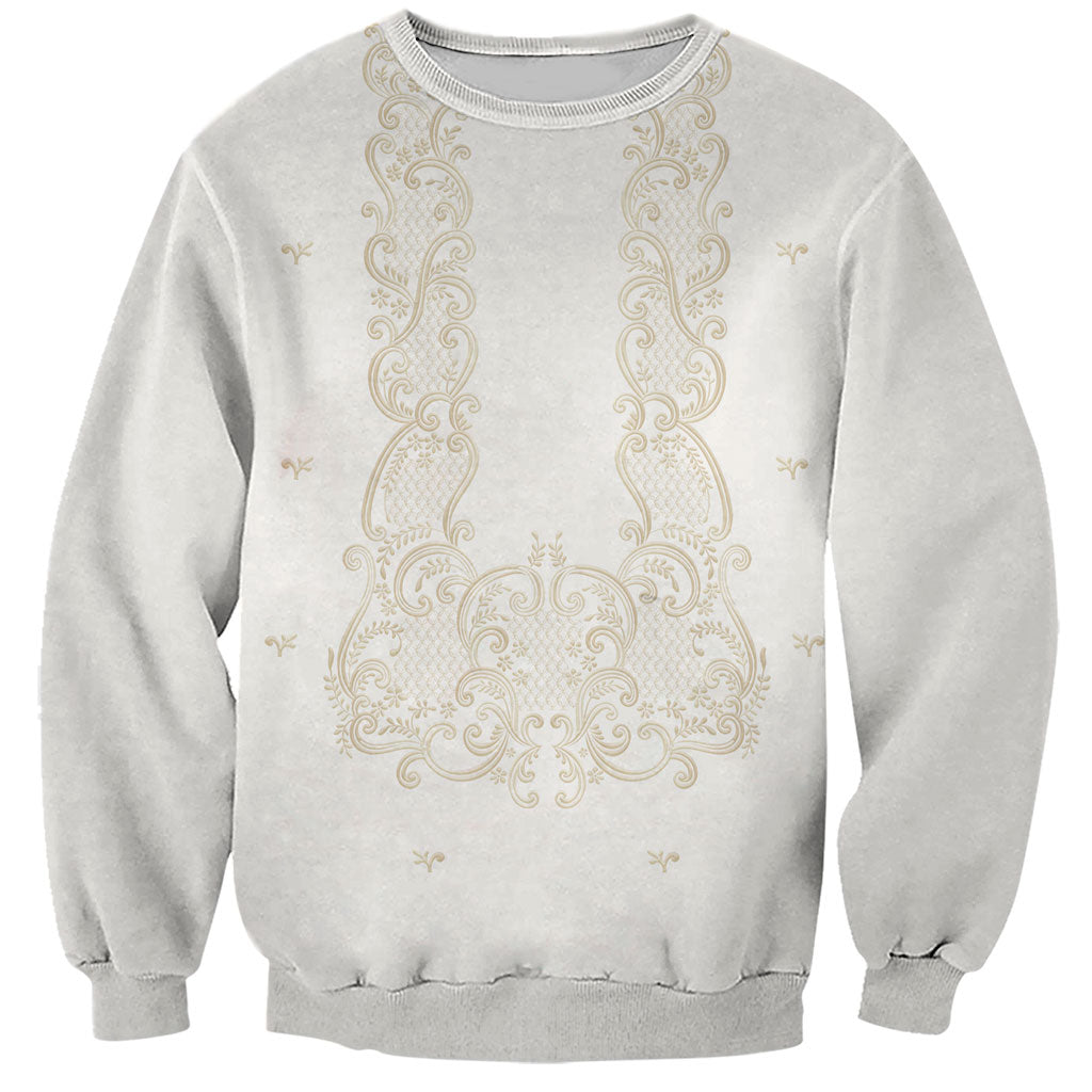Philippines National Costume Sweatshirt Barong Tagalog Inspired Ivory White Color LT14 Unisex Ivory White - Polynesian Pride