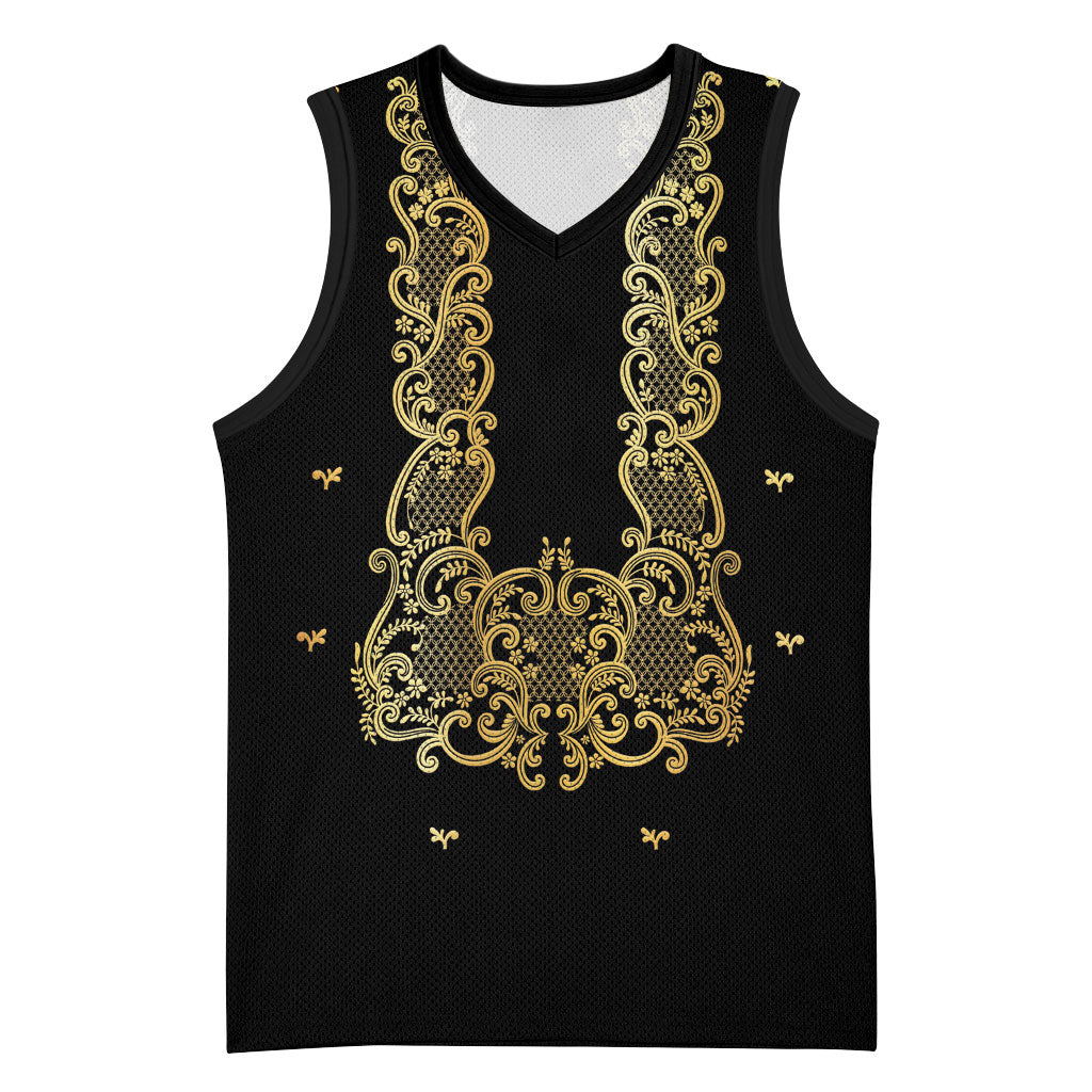 Philippines National Costume Basketball Jersey Barong Tagalog Inspired Black Color LT14 Unisex Black - Polynesian Pride