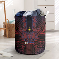 Filipino Barong Tagalog Inspired Laundry Basket Mabuhay Philippines Festival Polynesian Pattern LT14 Black - Polynesian Pride