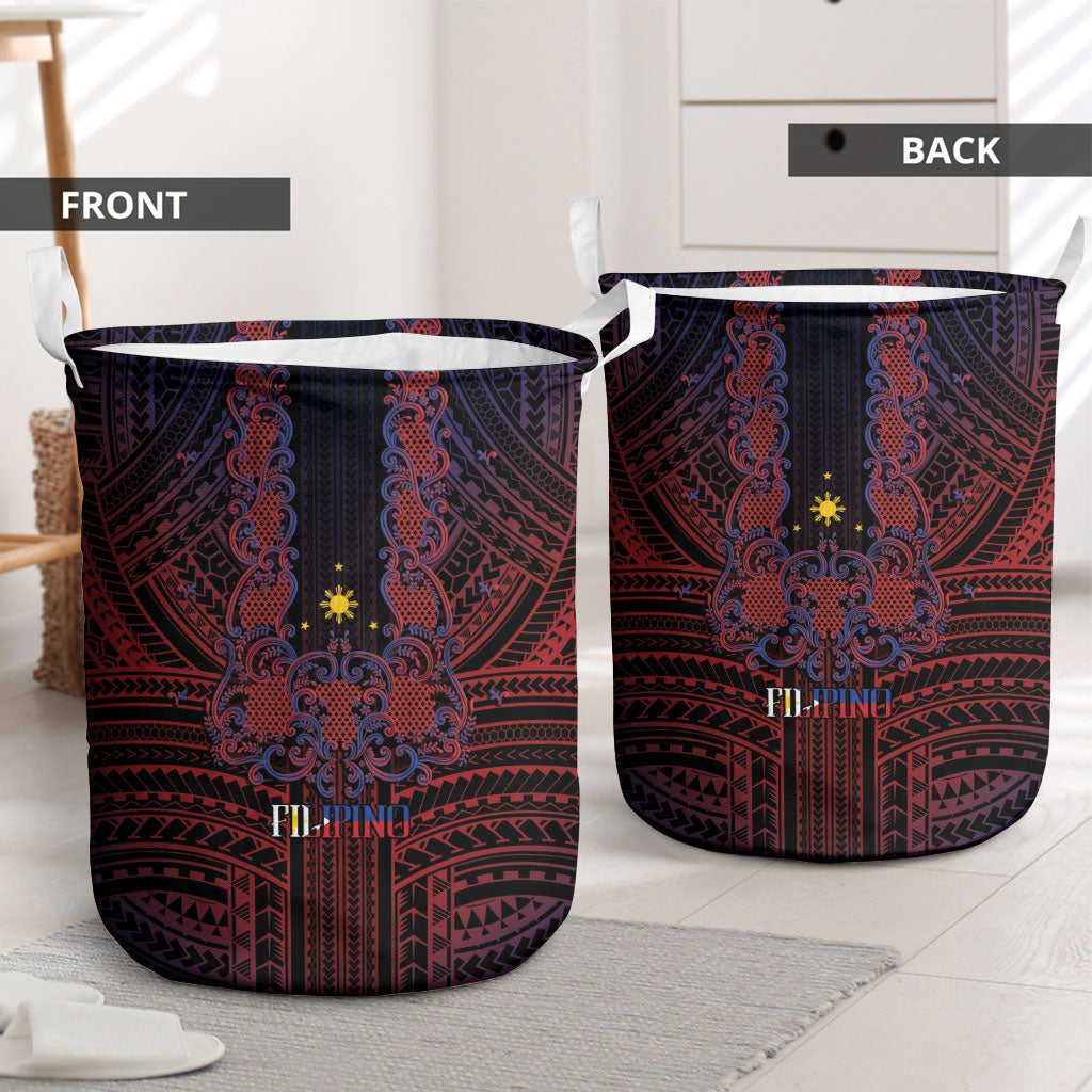 Filipino Barong Tagalog Inspired Laundry Basket Mabuhay Philippines Festival Polynesian Pattern LT14 - Polynesian Pride