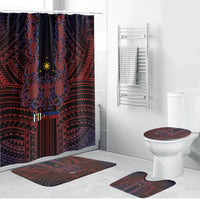 Filipino Barong Tagalog Inspired Bathroom Set Mabuhay Philippines Festival Polynesian Pattern LT14 Bathroom Set (4 pcs) Black - Polynesian Pride
