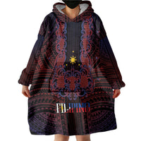 Filipino Barong Tagalog Inspired Personalised Wearable Blanket Hoodie Mabuhay Philippines Festival Polynesian Pattern LT14 - Polynesian Pride