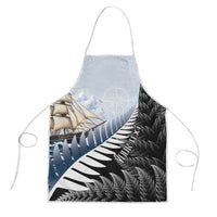 Personalised New Zealand Pakeha Apron Kiwi Silver Fern and Sailing Ship Compass LT14 Blue - Polynesian Pride