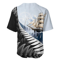 Personalised New Zealand Pakeha Baseball Jersey Kiwi Silver Fern and Sailing Ship Compass LT14 - Polynesian Pride