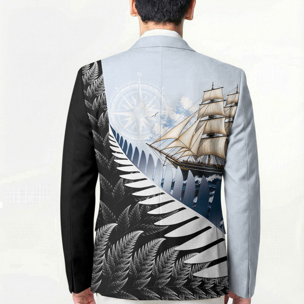 Personalised New Zealand Pakeha Blazer Kiwi Silver Fern and Sailing Ship Compass LT14 - Polynesian Pride