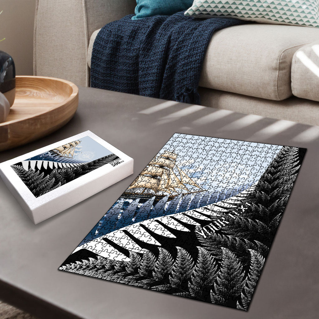 Personalised New Zealand Pakeha Puzzle Kiwi Silver Fern and Sailing Ship Compass LT14 - Polynesian Pride