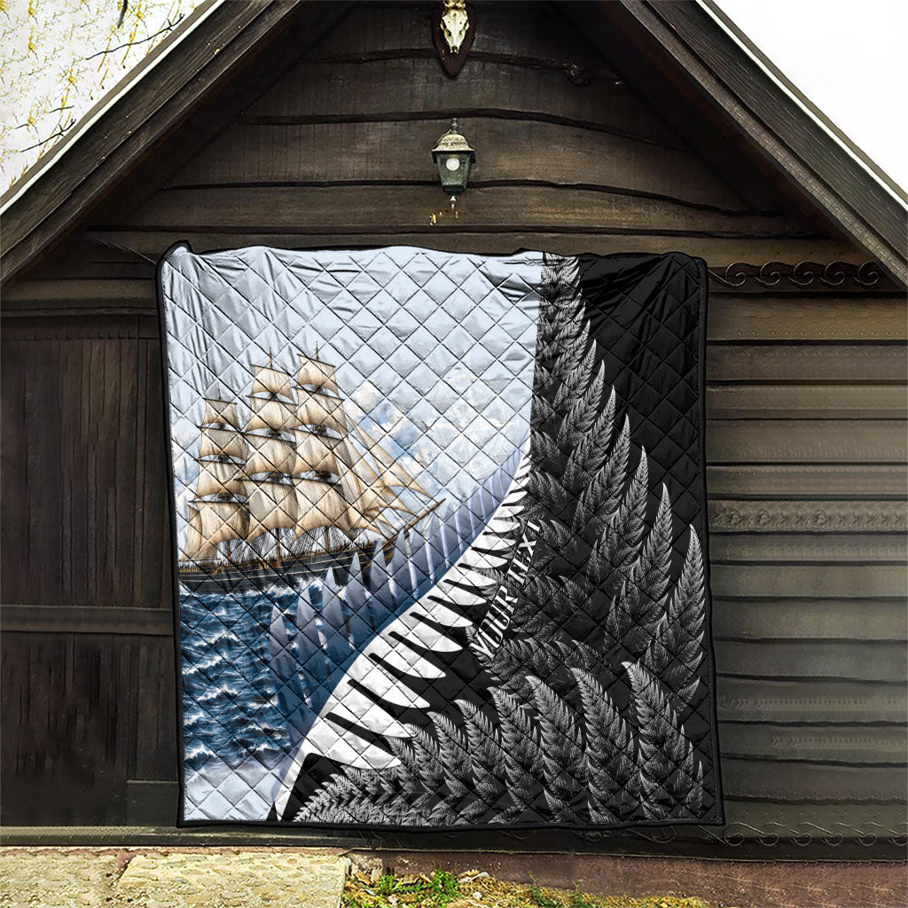 Personalised New Zealand Pakeha Quilt Kiwi Silver Fern and Sailing Ship Compass LT14 - Polynesian Pride