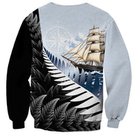 Personalised New Zealand Pakeha Sweatshirt Kiwi Silver Fern and Sailing Ship Compass LT14 - Polynesian Pride