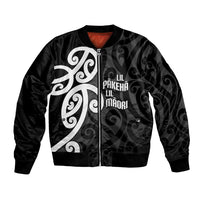 Lil Pakeha Lil Maori New Zealand Bomber Jacket Kiwi Proud Mangopare Pattern LT14 Unisex Black - Polynesian Pride