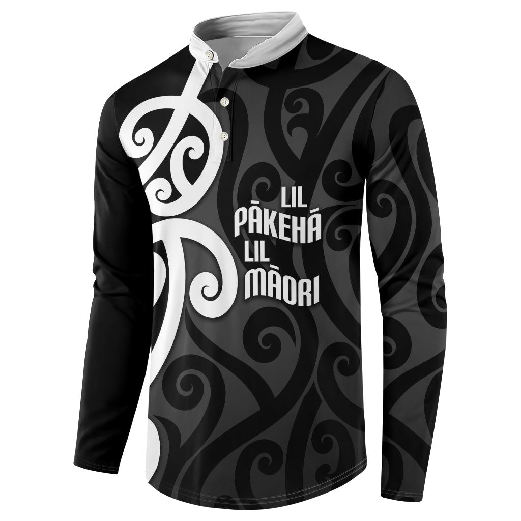 Lil Pakeha Lil Maori New Zealand Button Sweatshirt Kiwi Proud Mangopare Pattern LT14 - Polynesian Pride
