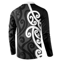Lil Pakeha Lil Maori New Zealand Button Sweatshirt Kiwi Proud Mangopare Pattern LT14 - Polynesian Pride