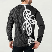 Lil Pakeha Lil Maori New Zealand Button Sweatshirt Kiwi Proud Mangopare Pattern LT14 - Polynesian Pride