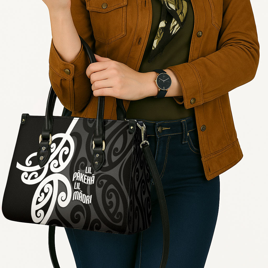 Lil Pakeha Lil Maori New Zealand Leather Bag Kiwi Proud Mangopare Pattern LT14 - Polynesian Pride