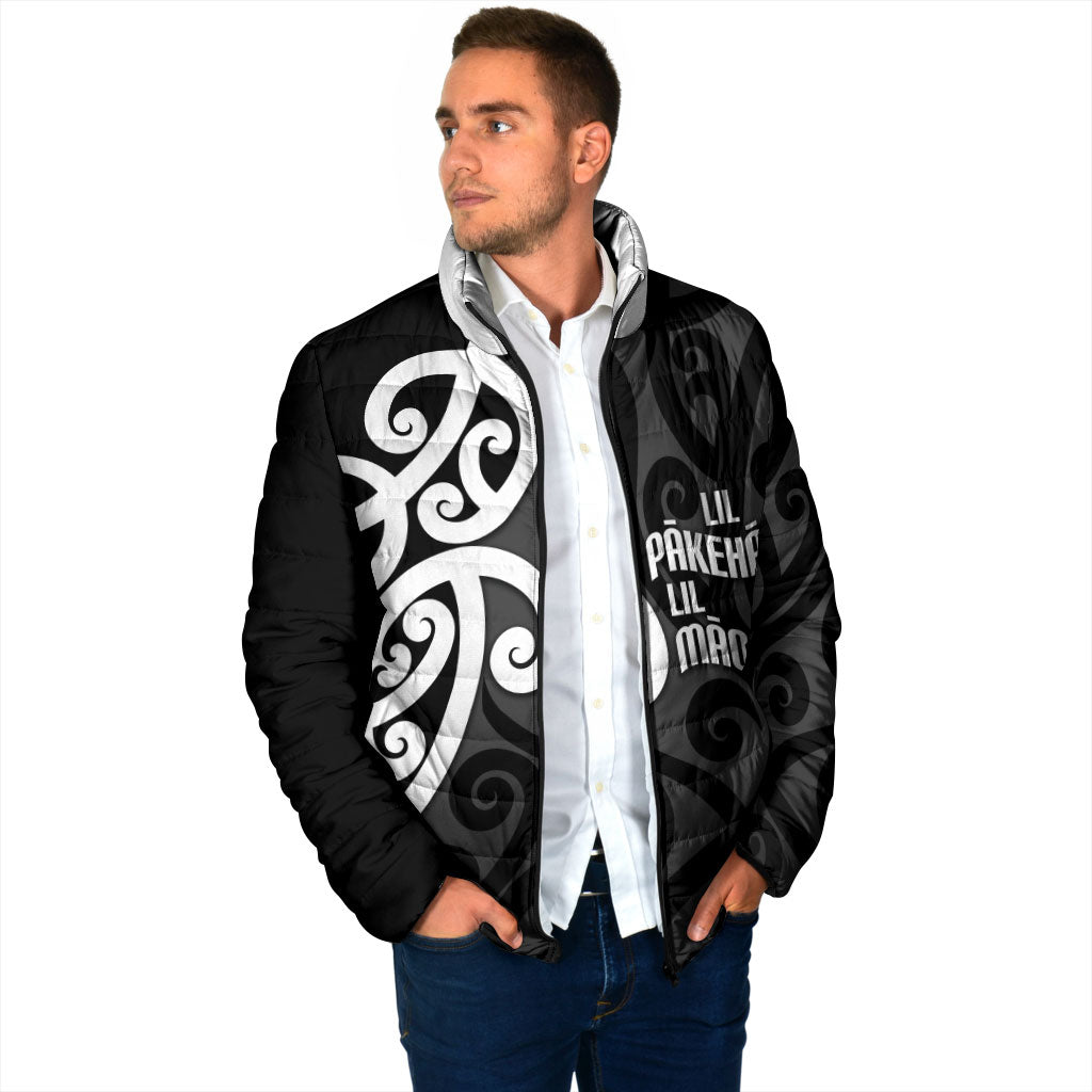 Lil Pakeha Lil Maori New Zealand Padded Jacket Kiwi Proud Mangopare Pattern LT14 - Polynesian Pride