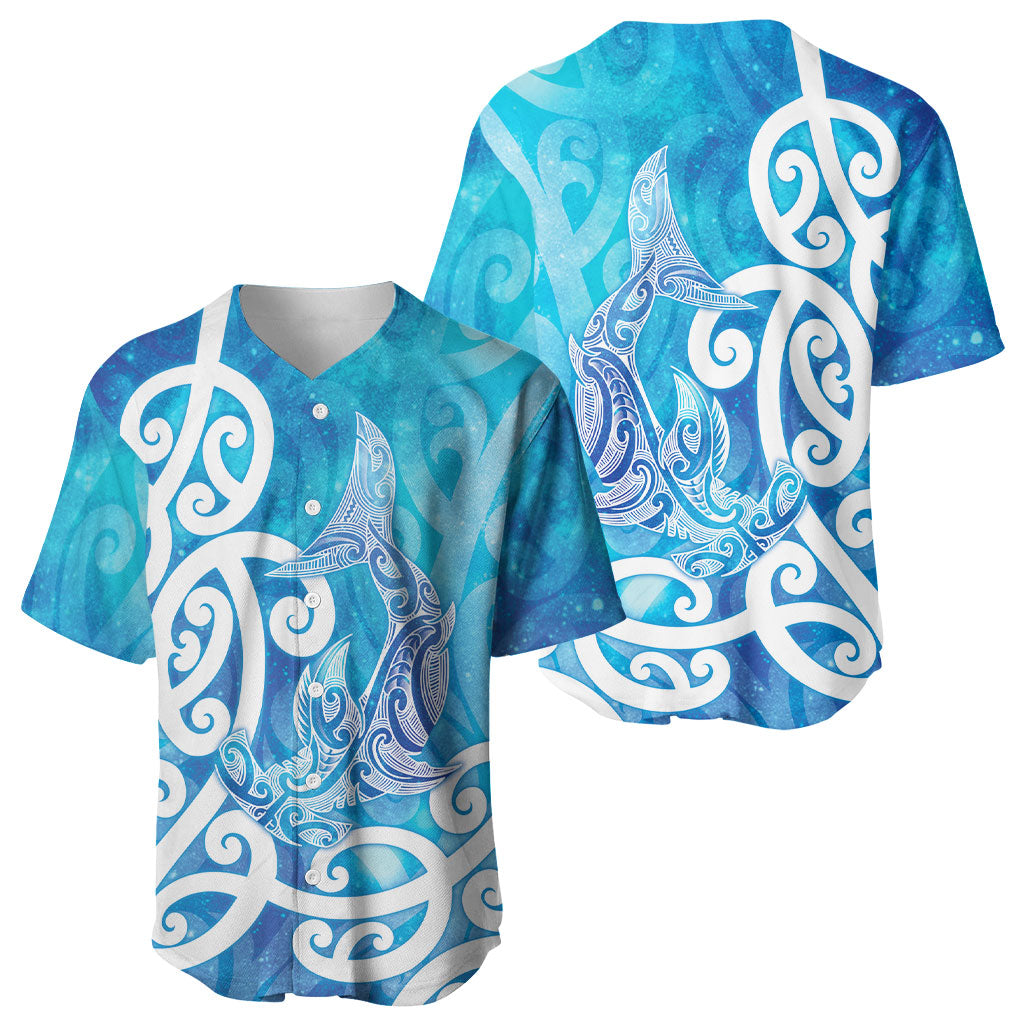 Hammerhead Shark Tattoo New Zealand Baseball Jersey Maori Galaxy Mangopare Pattern LT14 - Polynesian Pride