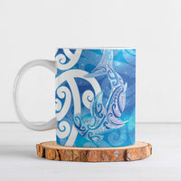 Hammerhead Shark Tattoo New Zealand Ceramic Mug Maori Galaxy Mangopare Pattern LT14 Turquoise - Polynesian Pride