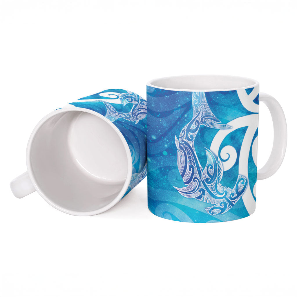 Hammerhead Shark Tattoo New Zealand Ceramic Mug Maori Galaxy Mangopare Pattern LT14 - Polynesian Pride