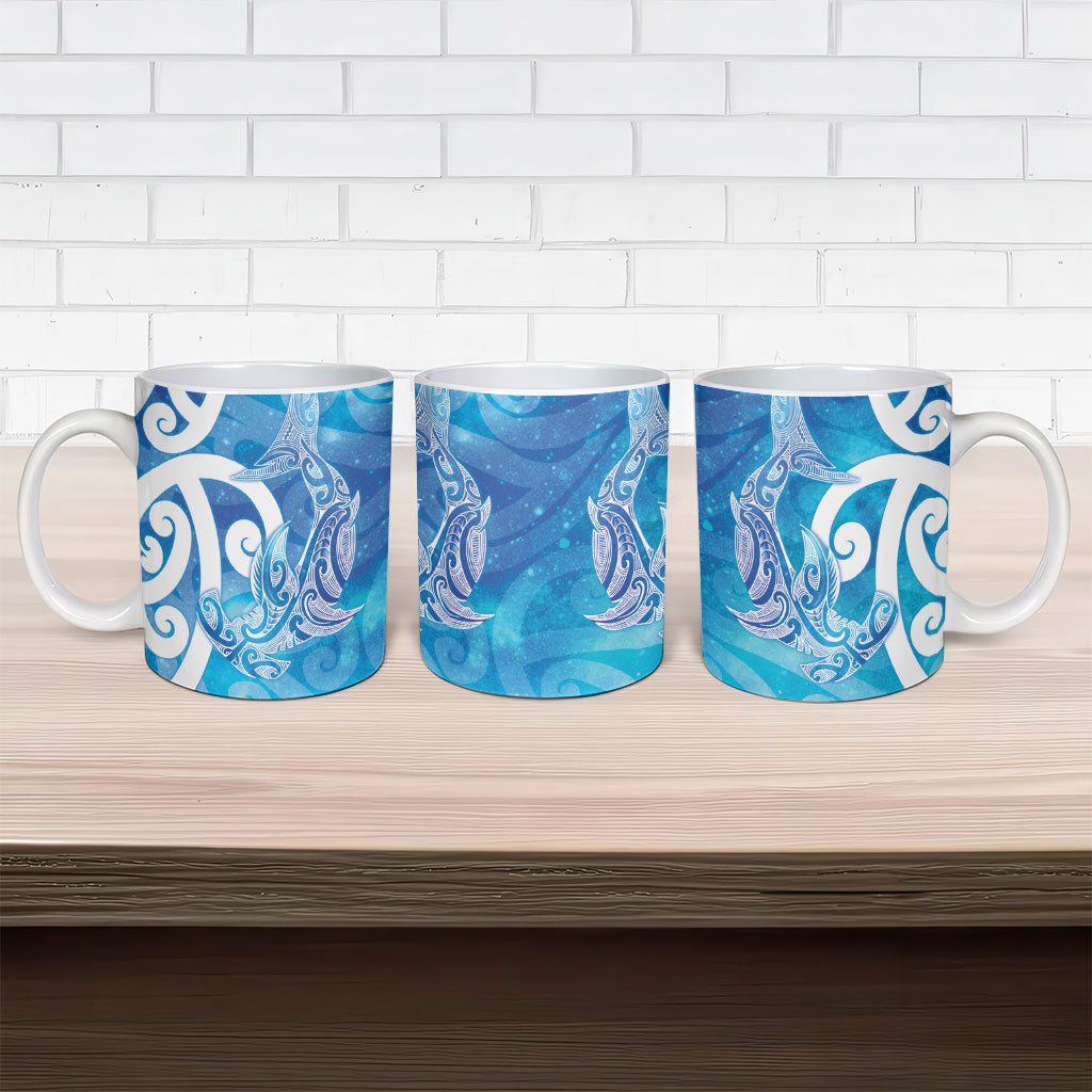 Hammerhead Shark Tattoo New Zealand Ceramic Mug Maori Galaxy Mangopare Pattern LT14 - Polynesian Pride