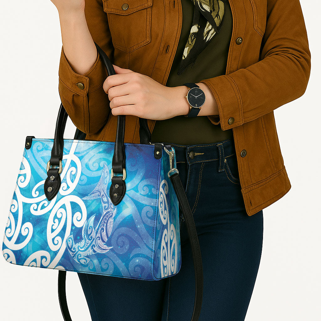 Hammerhead Shark Tattoo New Zealand Leather Bag Maori Galaxy Mangopare Pattern LT14 - Polynesian Pride