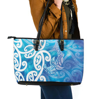 Hammerhead Shark Tattoo New Zealand Leather Tote Bag Maori Galaxy Mangopare Pattern LT14 - Polynesian Pride