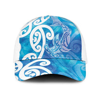 Hammerhead Shark Tattoo New Zealand Mesh Trucker Cap Maori Galaxy Mangopare Pattern LT14 One Size White Turquoise - Polynesian Pride