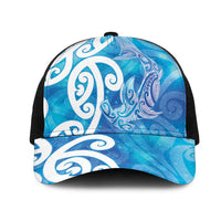 Hammerhead Shark Tattoo New Zealand Mesh Trucker Cap Maori Galaxy Mangopare Pattern LT14 One Size Black Turquoise - Polynesian Pride