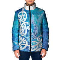 Hammerhead Shark Tattoo New Zealand Padded Jacket Maori Galaxy Mangopare Pattern LT14 Men Turquoise - Polynesian Pride