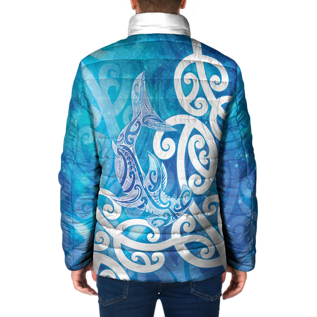 Hammerhead Shark Tattoo New Zealand Padded Jacket Maori Galaxy Mangopare Pattern LT14 - Polynesian Pride